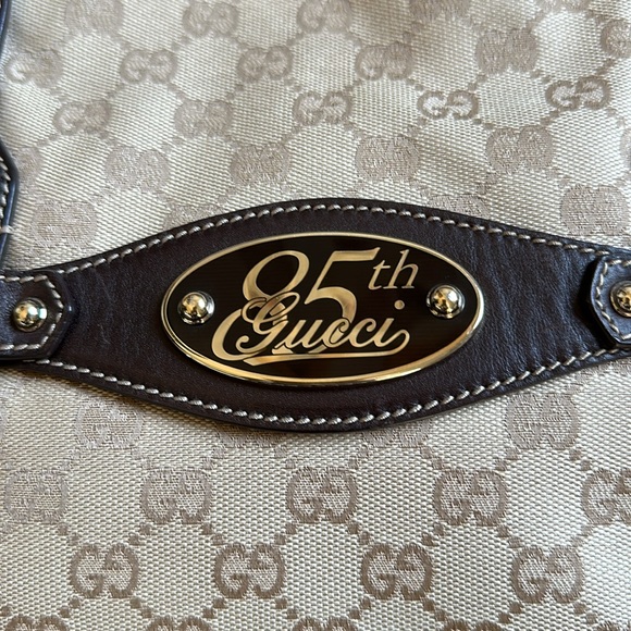 Authentic Gucci 85th Anniversary Signature Logo Canvas Leather Shoulder Bag - Picture 9 of 9